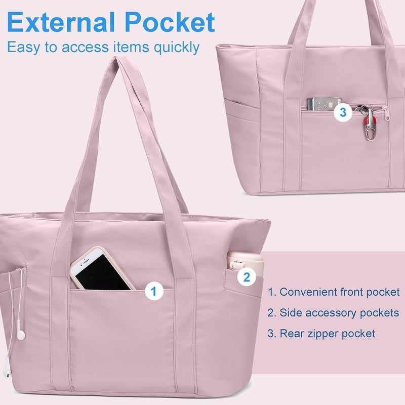 CTWWFS Tote Bag for Women, Travel Essentials Large Tote Bag with Zipper, Top Handle Handbag for Travel, Work - Image 4
